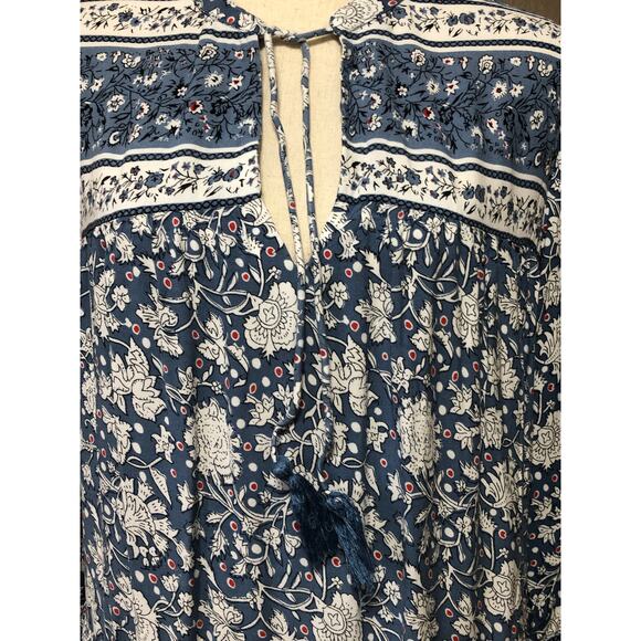 H & M L.O.O.G Women's Floral Flowy Oversized Dress Boho Bohemian Prairie Blue 8 - Picture 5 of 10